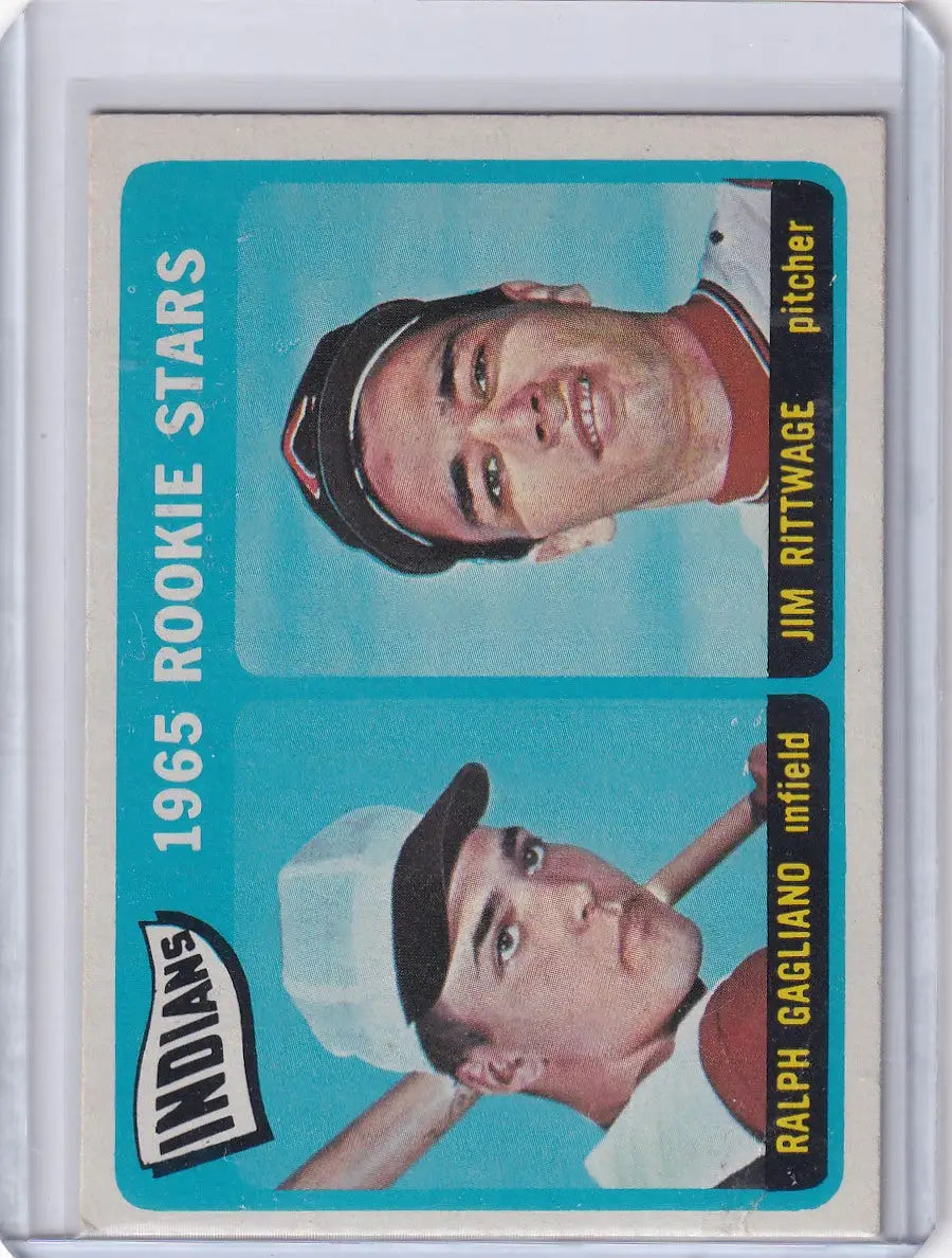 Vintage Topps Baseball card of Indians Rookies Ralph Gagliano and Jim Rittwage