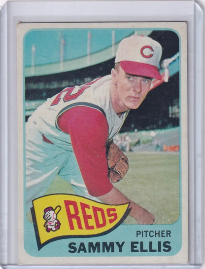 Vintage Topps Baseball card of Sammy Ellis, Cincinnati Reds pitcher in throwing stance