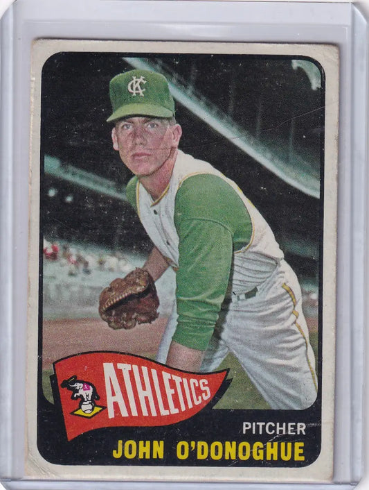 Vintage Topps Baseball card of John O’Donoghue, pitcher for Kansas City Athletics