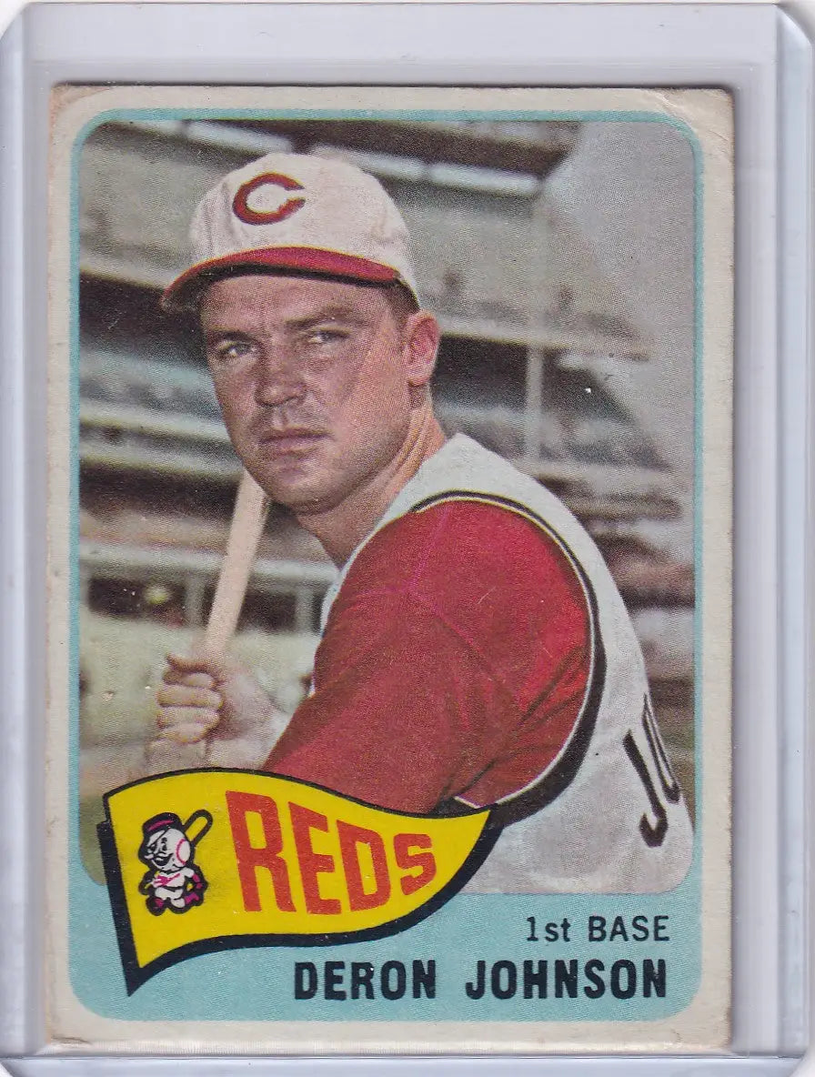 Topps Baseball card of Deron Johnson, Cincinnati Reds player from 1965