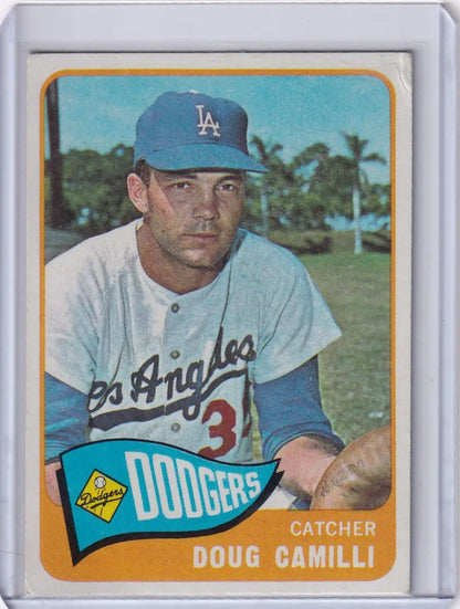 1965 Topps Baseball card of Doug Camilli, Los Angeles Dodgers catcher in uniform