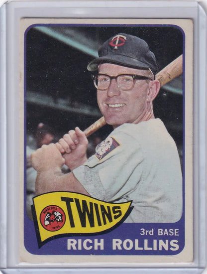1965 Topps Baseball card of Rich Rollins showcasing Minnesota Twins player
