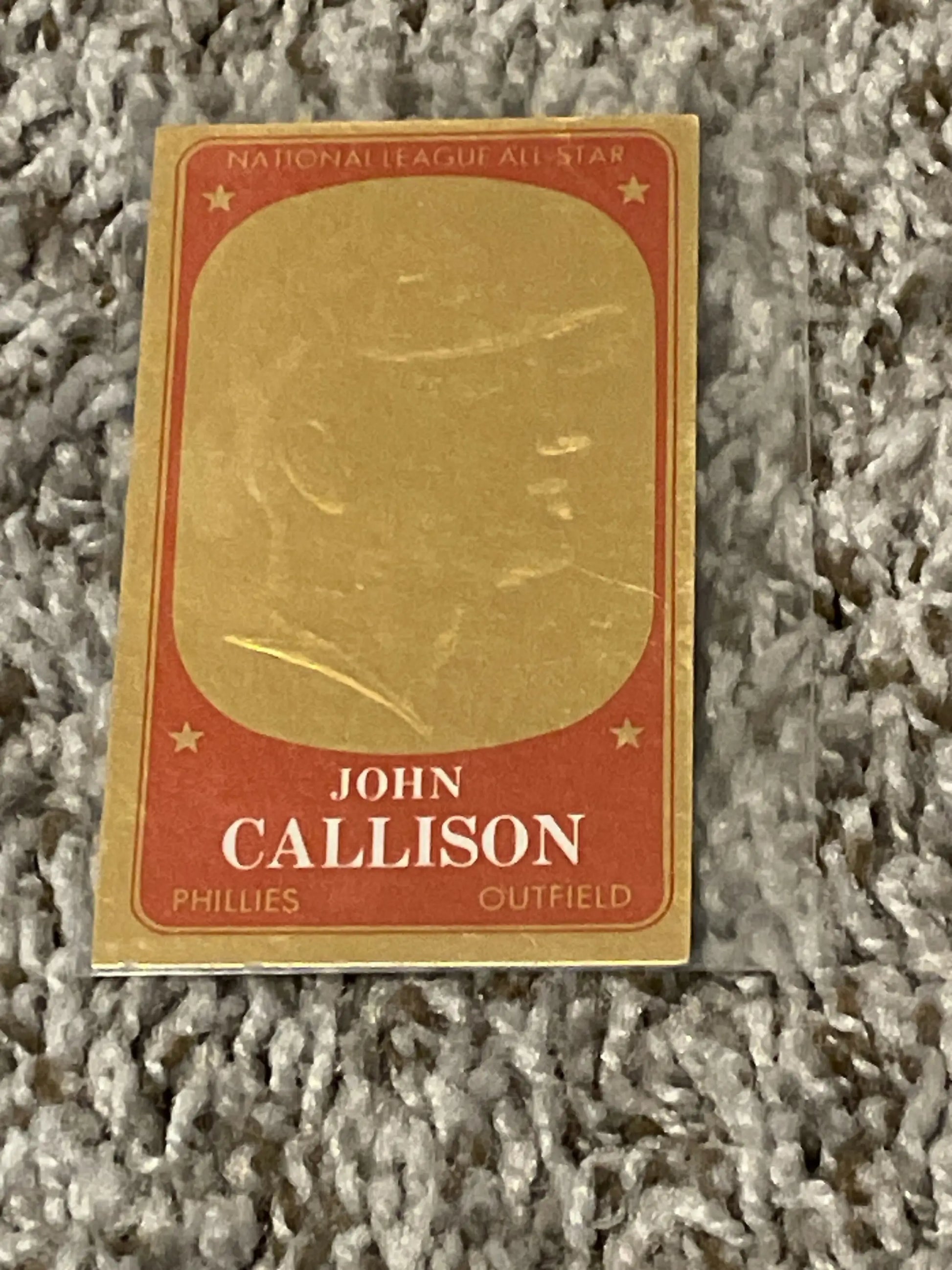 Vintage baseball card of John Callison from the 1965 Topps Embossed series