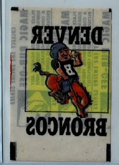 Denver Broncos sticker from 1965 Topps Magic Rub-Off NFL Football Insert Denver collection