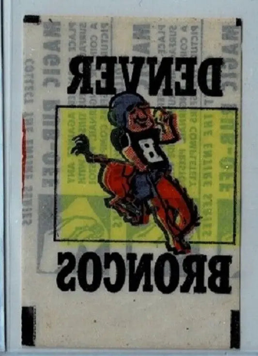 Denver Broncos sticker from 1965 Topps Magic Rub-Off NFL Football Insert Denver collection