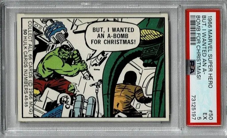 Graded 1966 Donruss Marvel Super Hero #50 Incredible Hulk PSA 5 trading card display