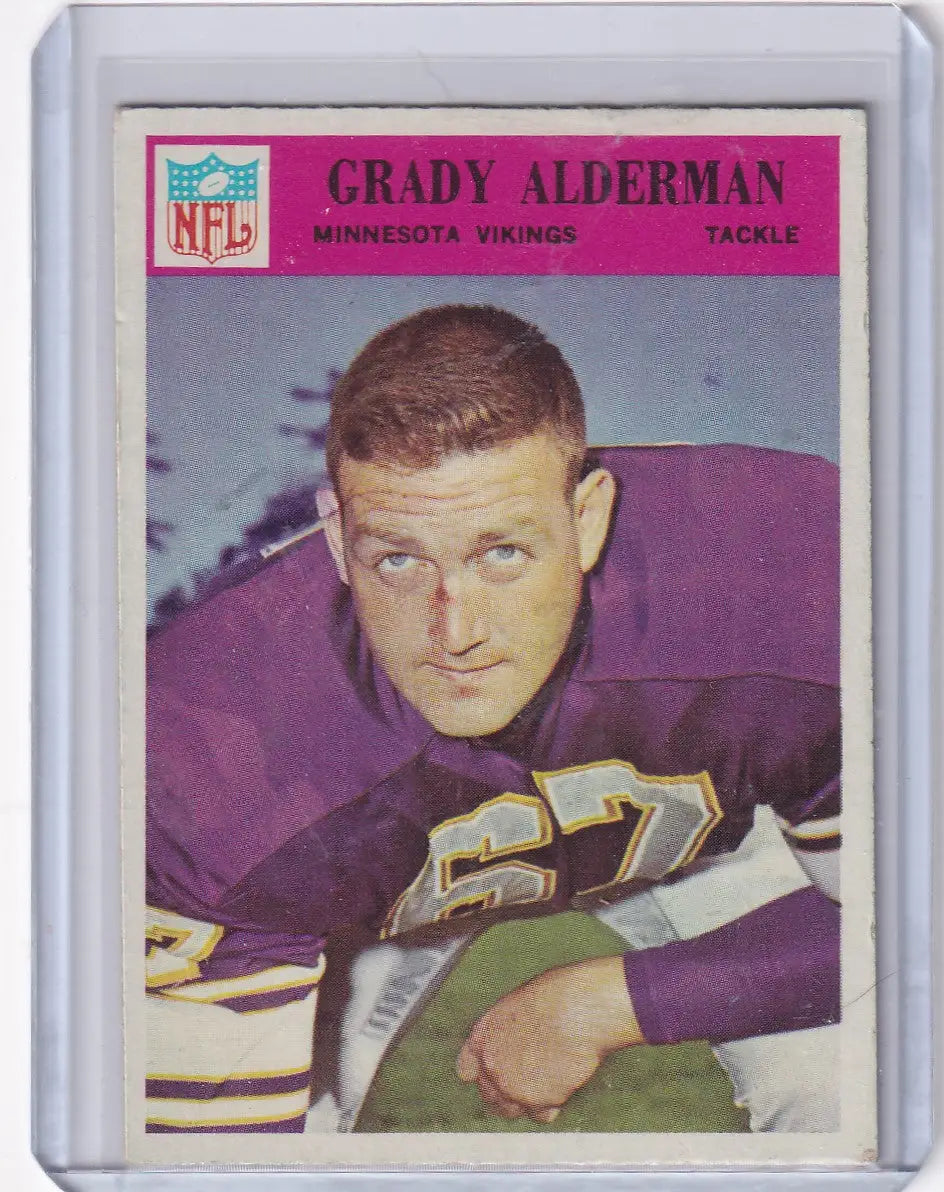 Philadelphia football card featuring Grady Alderman of the Minnesota Vikings
