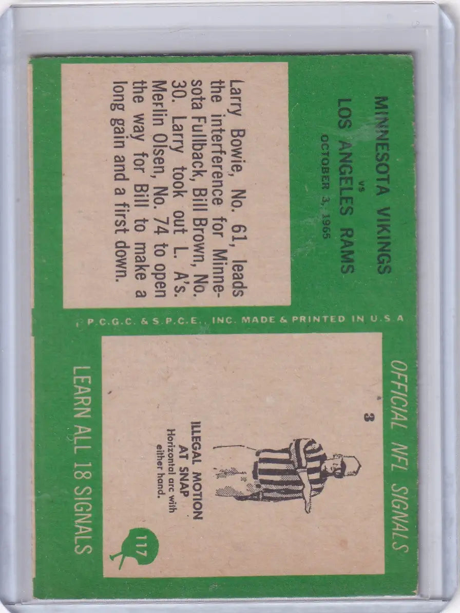 Vintage Philadelphia football card featuring Vikings play Bill Brown from 1966