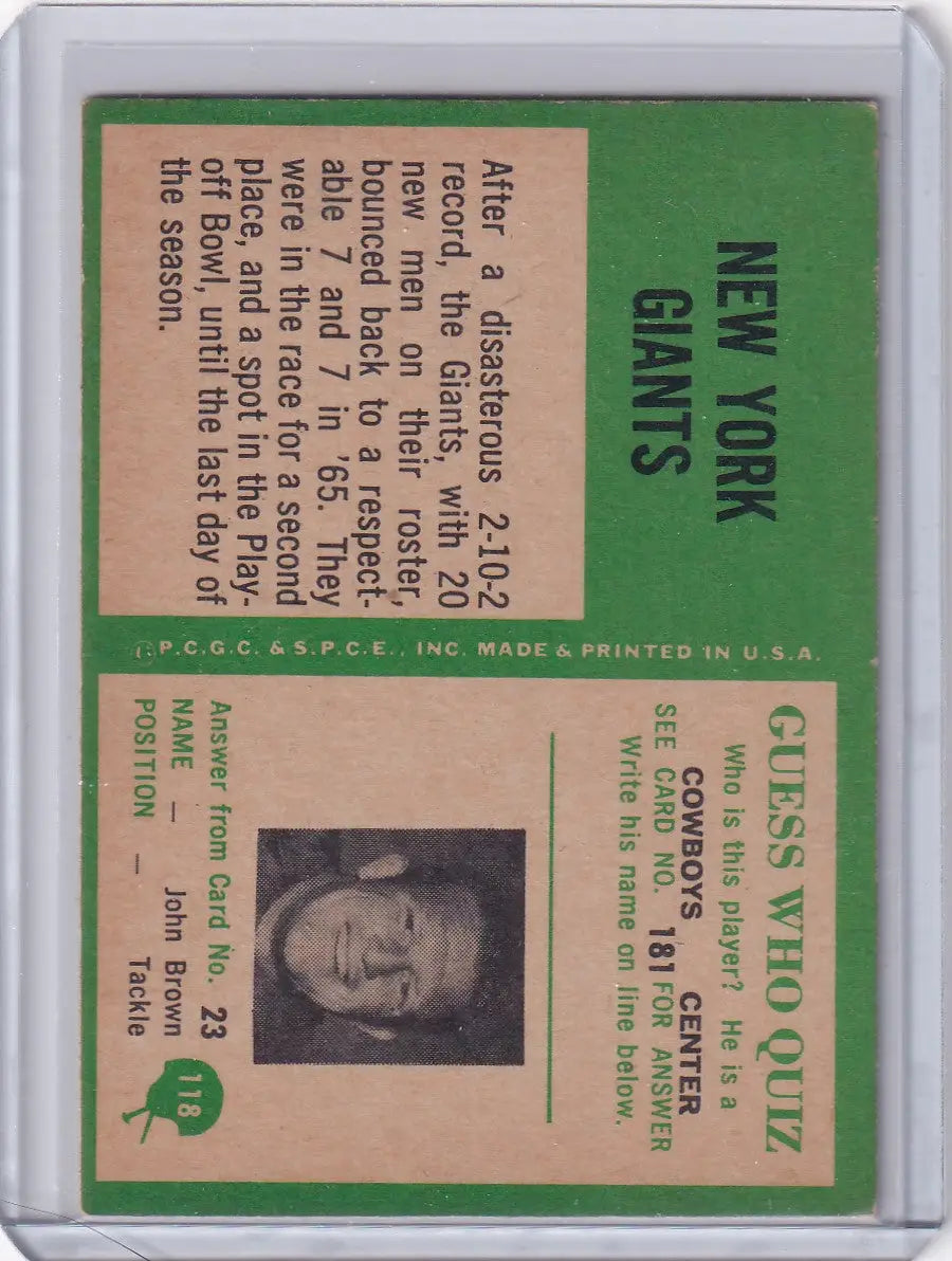 1966 Philadelphia Football #118 New York Giants Team
