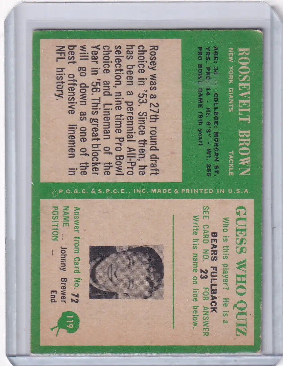 1966 Philadelphia Football #119 Roosevelt Brown - New York Giants
