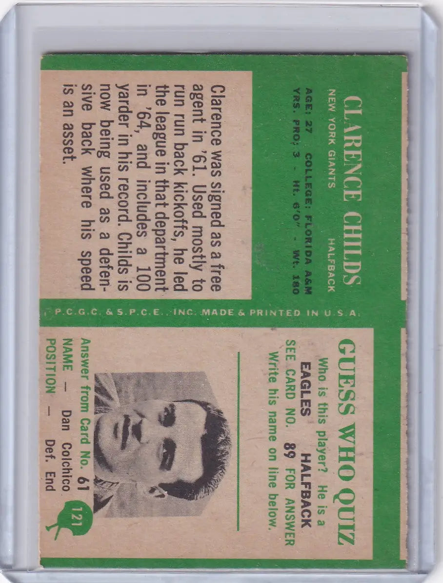 1966 Philadelphia Football #121 Clarence Childs - New York Giants