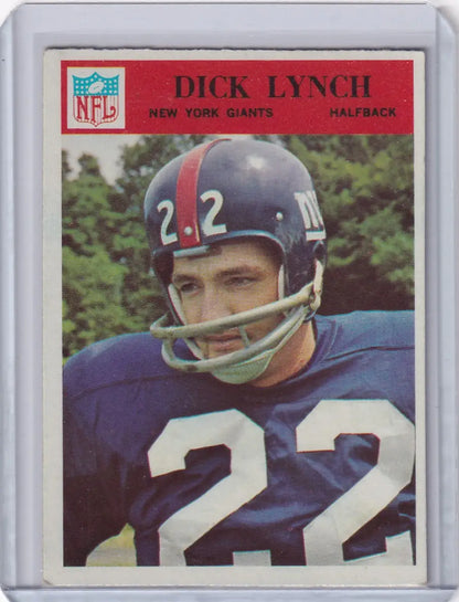 1966 Philadelphia Football Dick Lynch card featuring New York Giants player