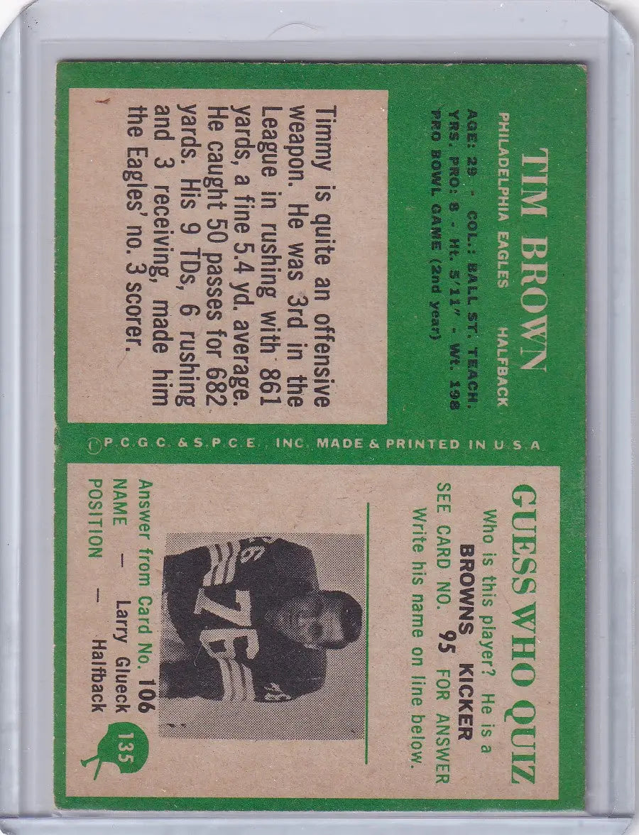 1966 Philadelphia Football #135 Timmy Brown - Philadelphia Eagles