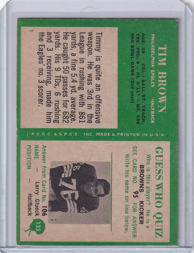 1966 Philadelphia Football #135 Timmy Brown - Philadelphia Eagles