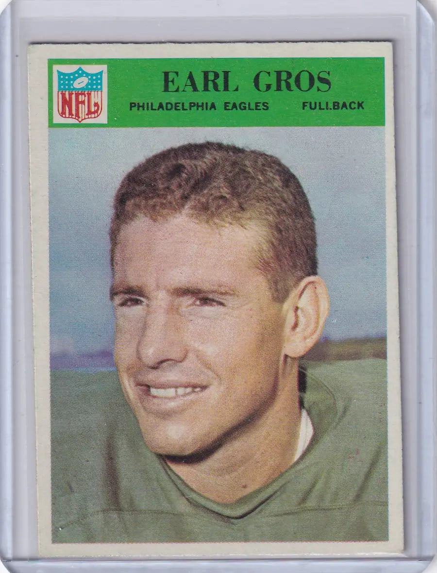 Earl Gros Philadelphia Eagles football card from 1966 Philadelphia Football collection
