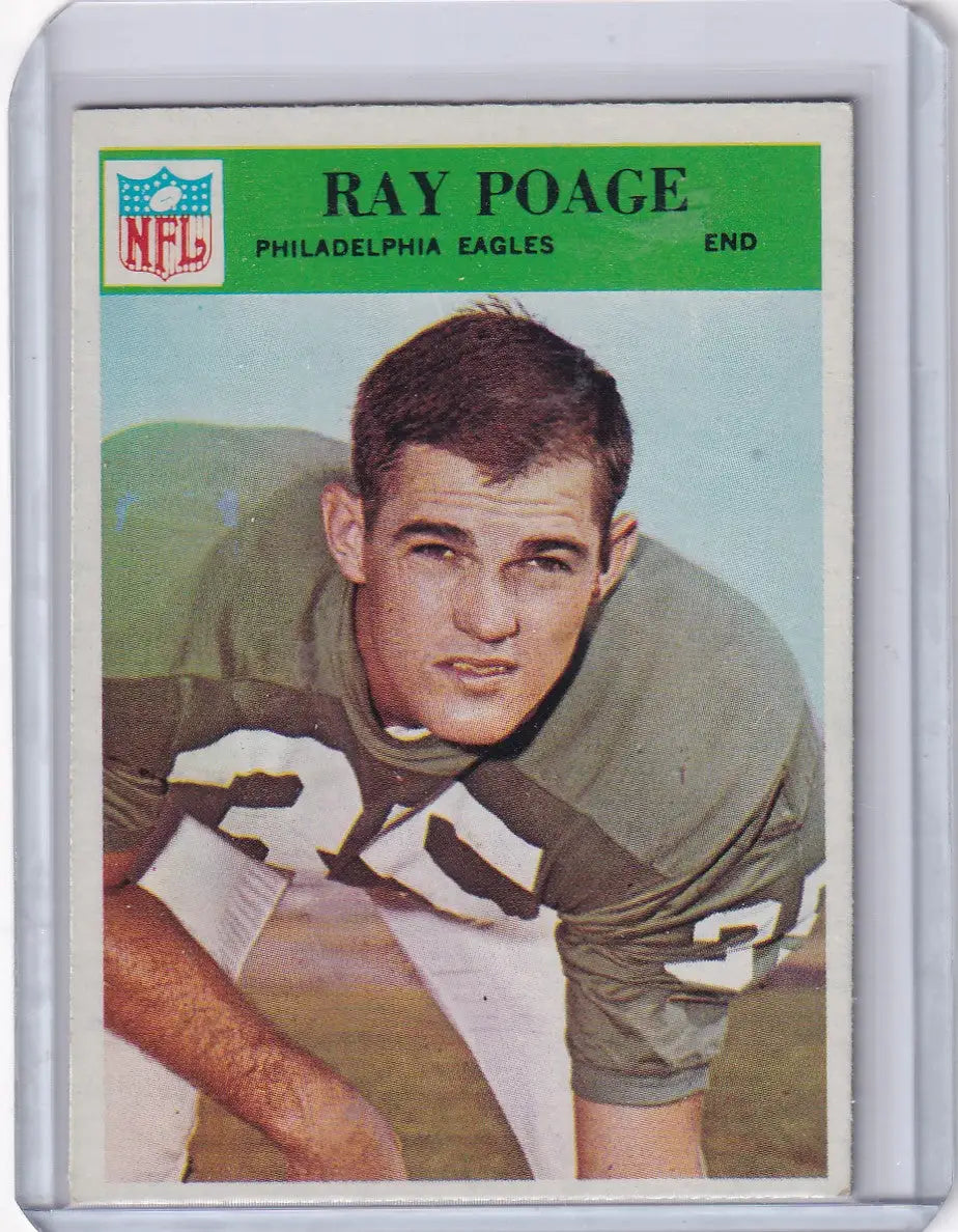 1966 Philadelphia Football Ray Poage card featuring Philadelphia Eagles player
