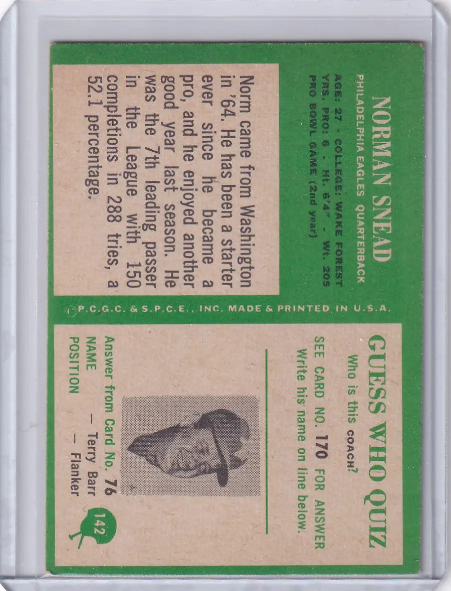 Vintage Philadelphia football card featuring Norman Snead of the Philadelphia Eagles