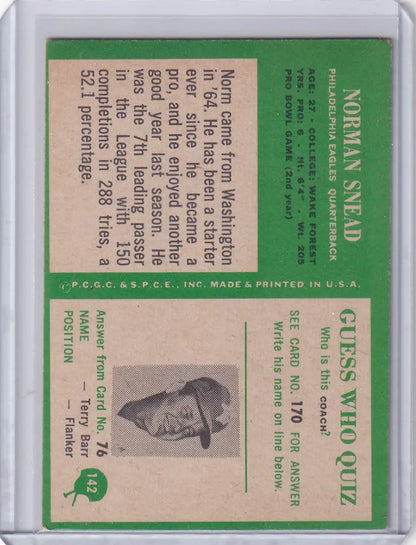Vintage Philadelphia football card featuring Norman Snead of the Philadelphia Eagles