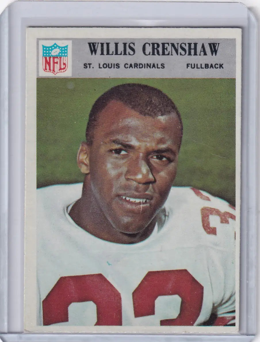 Philadelphia football Willis Crenshaw football card from 1966 St. Louis Cardinals RC