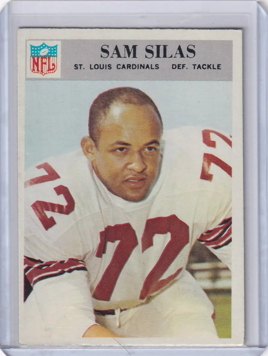 Vintage Sam Silas football card from 1966 Philadelphia Football St Louis Cardinals RC
