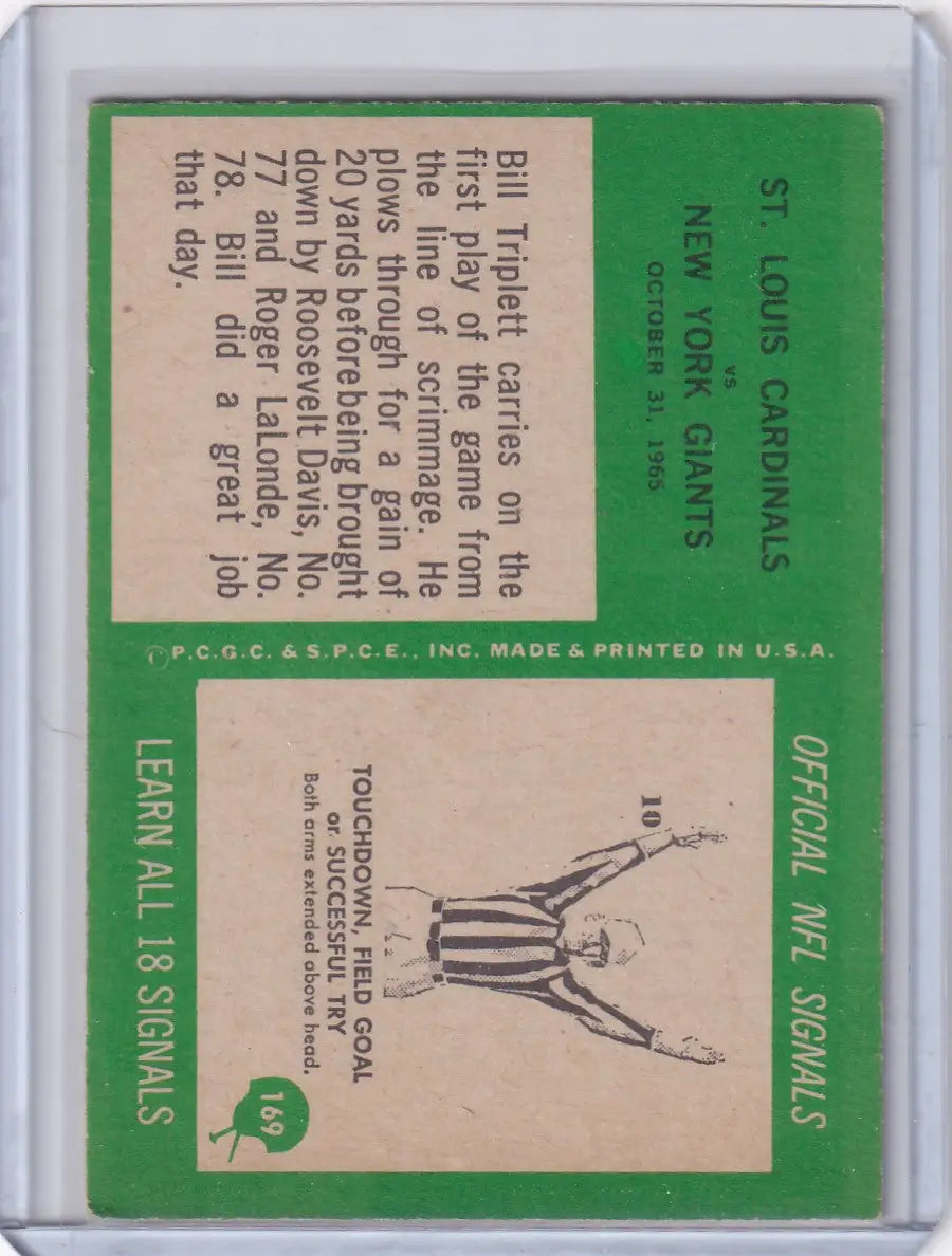 1966 Philadelphia Football #169 Cardinals Play: Bill Triplett