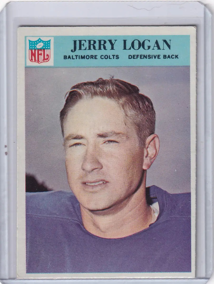 Philadelphia Football Jerry Logan football card featuring Baltimore Colts player