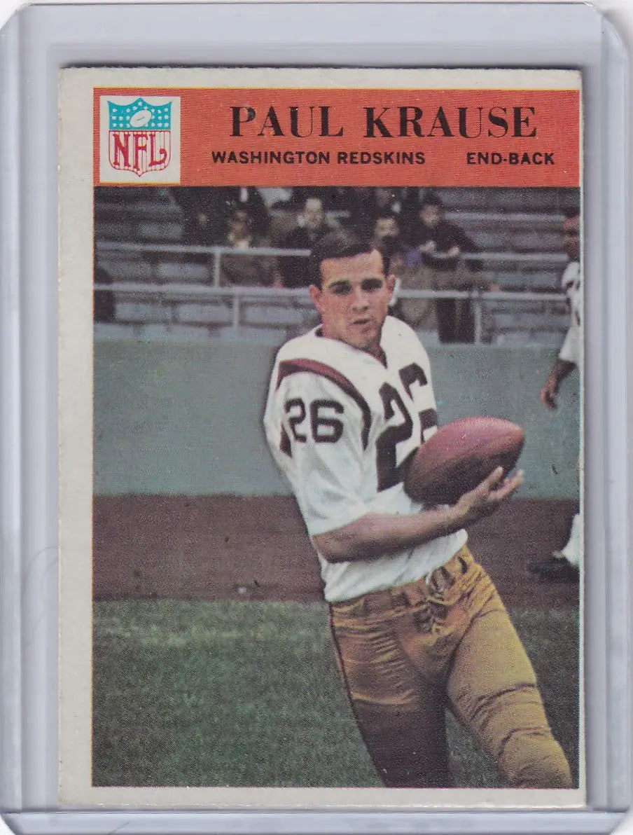 Philadelphia football card featuring Paul Krause of the Washington Redskins from 1966