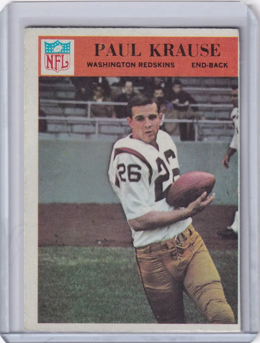 Philadelphia football card featuring Paul Krause of the Washington Redskins from 1966