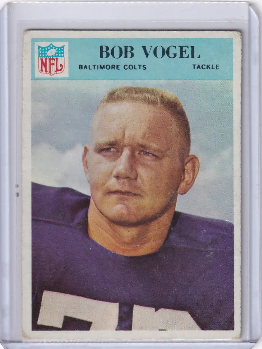 1966 Philadelphia Football Bob Vogel card featuring Baltimore Colts player