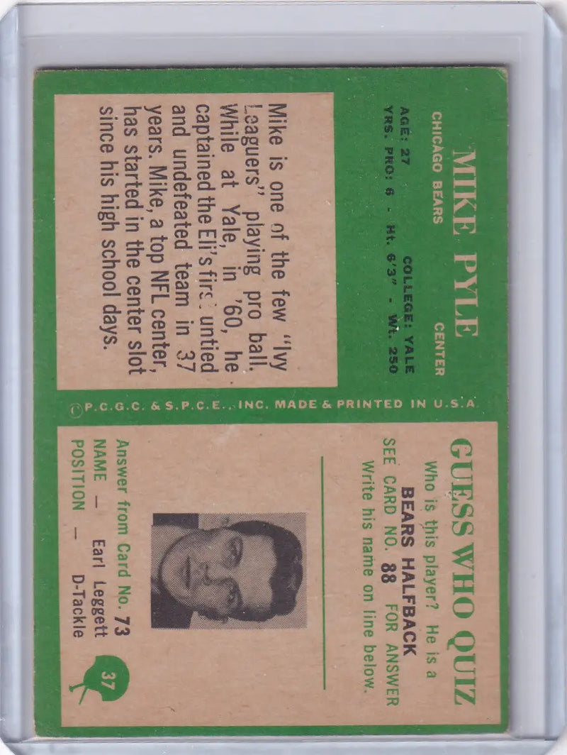 1966 Philadelphia Football #37 Mike Pyle - Chicago Bears