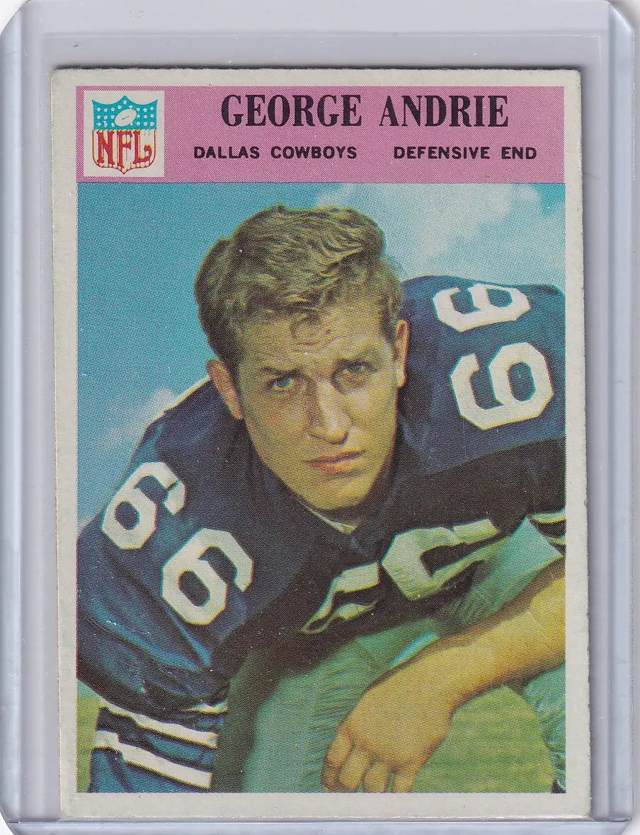 Vintage Philadelphia football card of George Andrie from the Dallas Cowboys 1966 rookie set