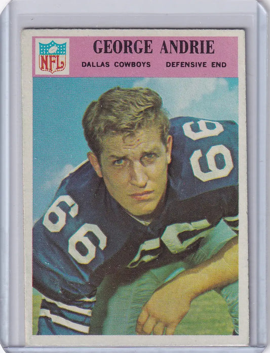 Vintage Philadelphia football card of George Andrie from the Dallas Cowboys 1966 rookie set