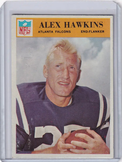 Philadelphia football card of Alex Hawkins from the Atlanta Falcons 1966 Philadelphia Football series