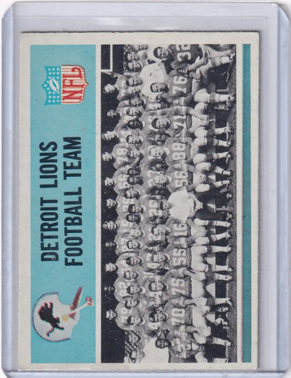 Vintage Detroit Lions football card from the 1966 Philadelphia Football team collection