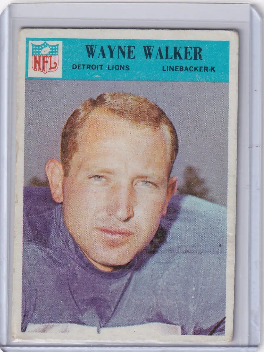 Philadelphia Football Wayne Walker Detroit Lions football card from 1966