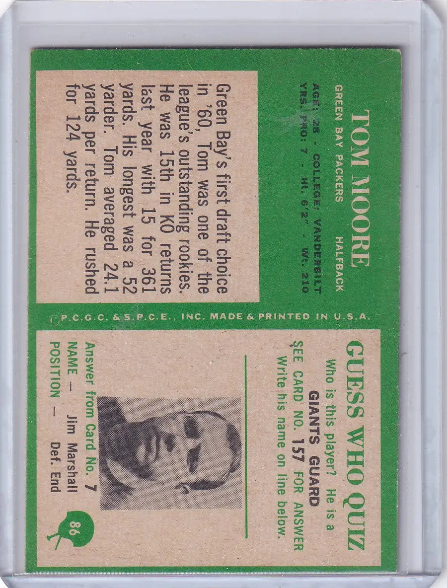 1966 Philadelphia Football #86 Tom Moore - Green Bay Packers