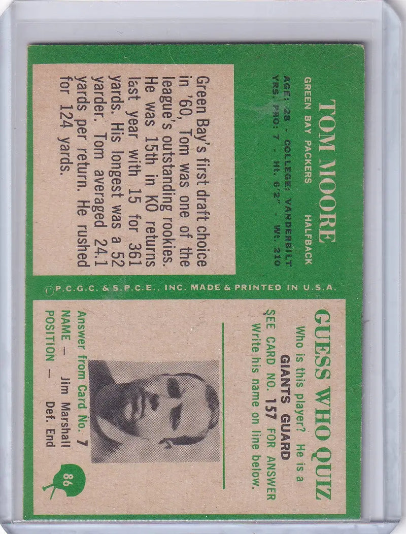 1966 Philadelphia Football #86 Tom Moore - Green Bay Packers