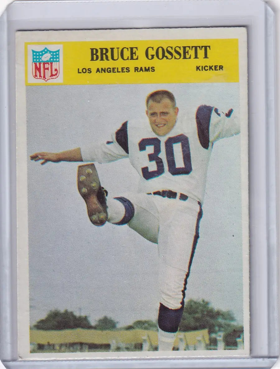Football card of Bruce Gossett from the 1966 Philadelphia Football Los Angeles Rams series