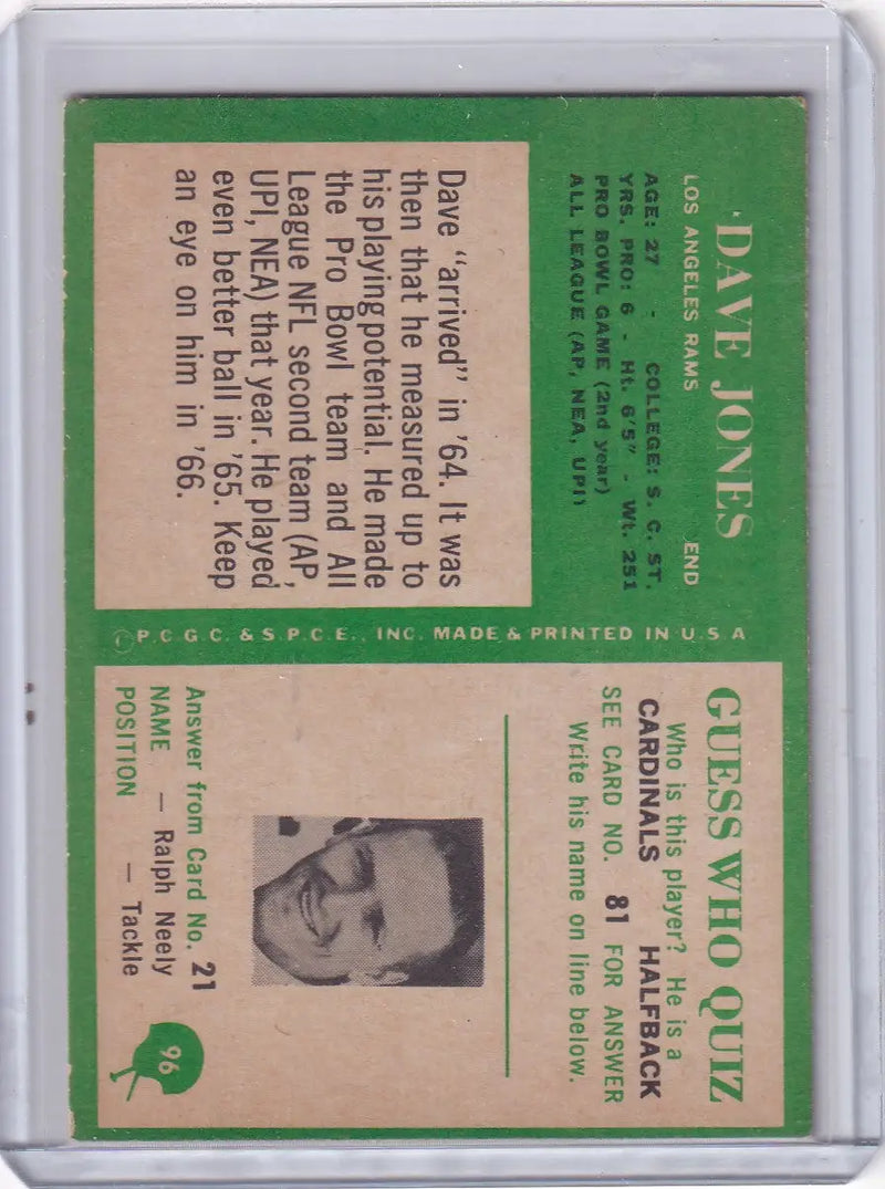 1966 Philadelphia Football #96 Deacon Jones - Los Angeles Rams - Football Card Single