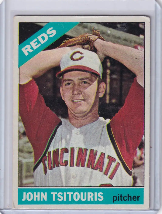 1966 Topps Baseball #12 John Tsitouris - Cincinnati Reds - Baseball Card Single