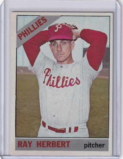 1966 Topps Baseball card of Ray Herbert from the Philadelphia Phillies in white uniform