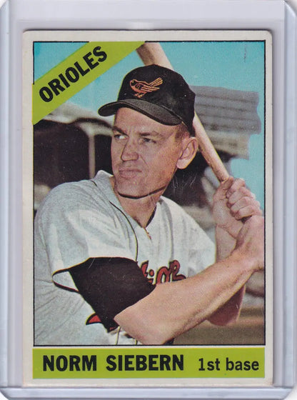 1966 Topps Baseball card of Norm Siebern in batting stance for Baltimore Orioles