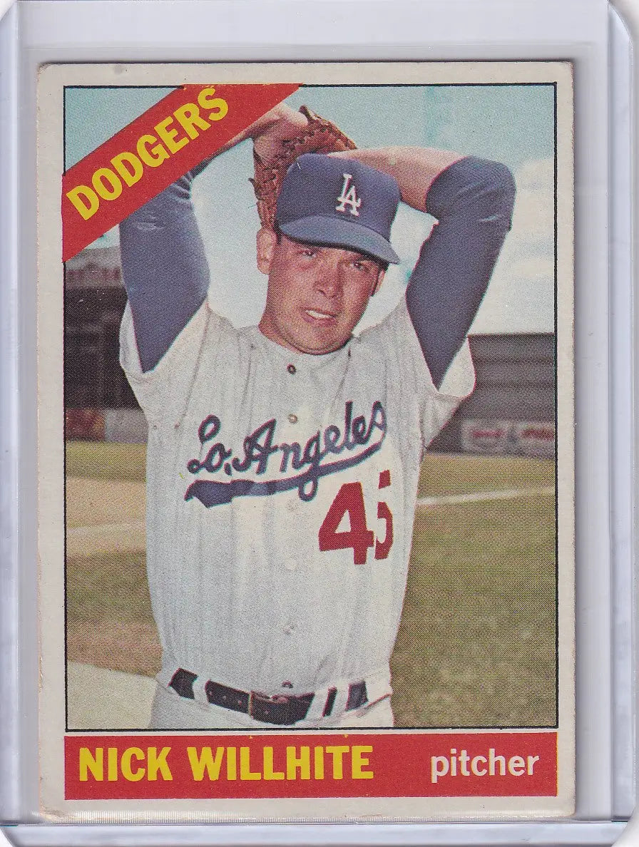Baseball card of Nick Willhite pitching for the Los Angeles Dodgers from Topps Baseball