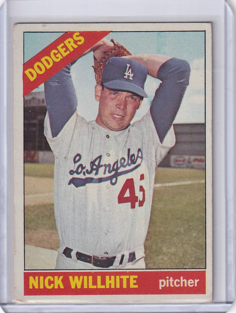 Baseball card of Nick Willhite pitching for the Los Angeles Dodgers from Topps Baseball