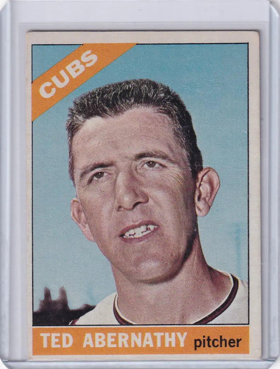Vintage 1966 Topps Baseball card of Ted Abernathy featuring Chicago Cubs memorabilia
