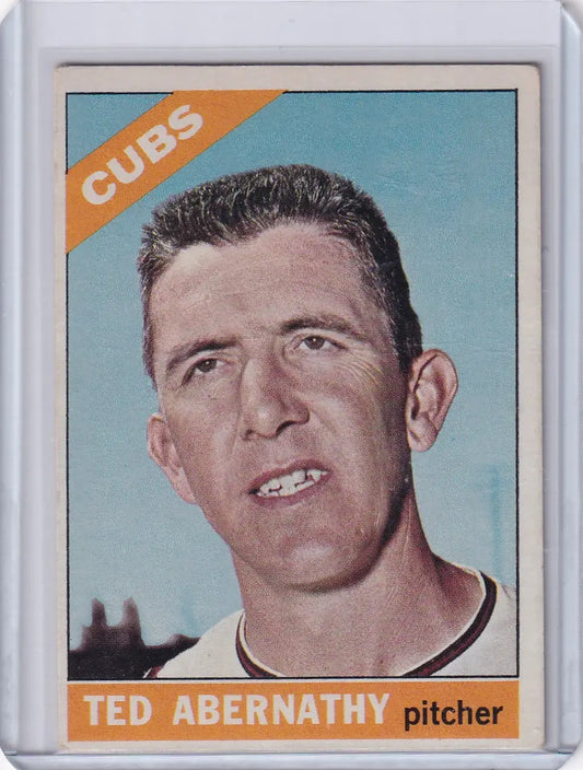 Vintage 1966 Topps Baseball card of Ted Abernathy featuring Chicago Cubs memorabilia