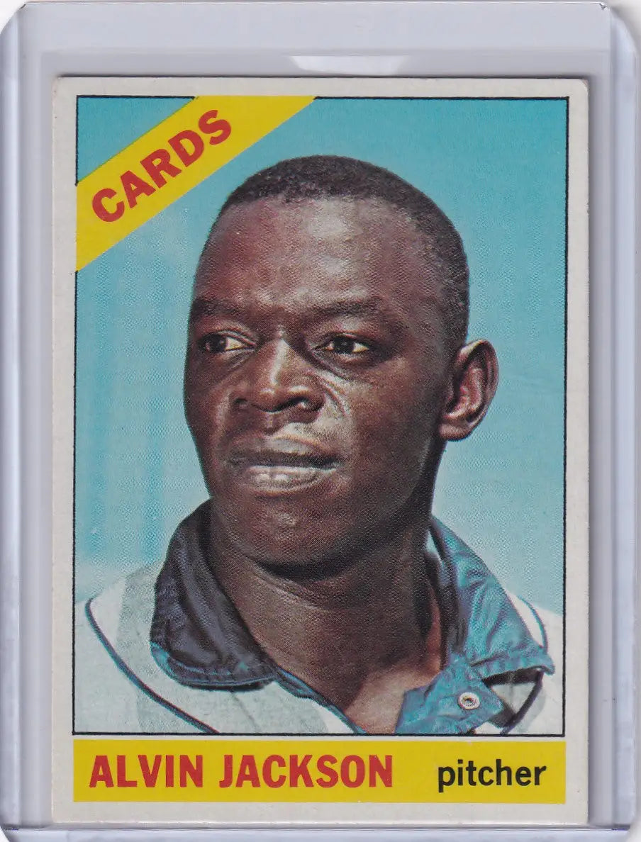 Baseball card of Al Jackson, Black pitcher for the St. Louis Cardinals, Topps Baseball