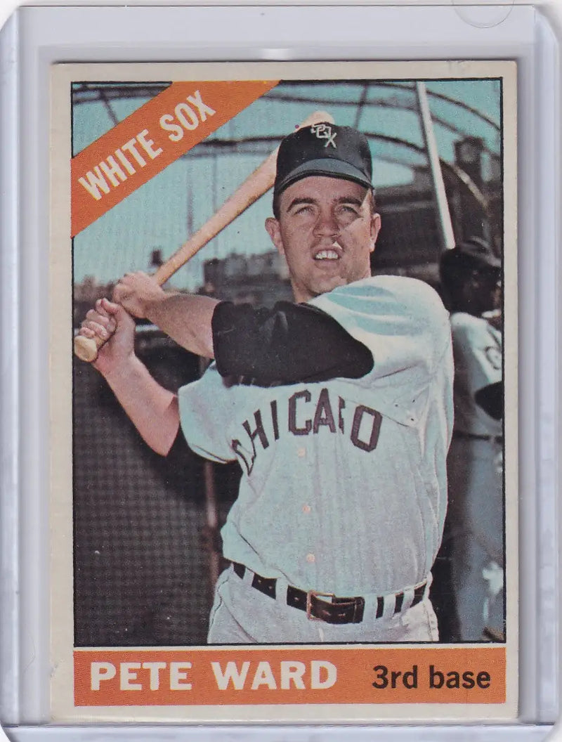 Vintage Topps Baseball card of Pete Ward in batting stance for Chicago White Sox
