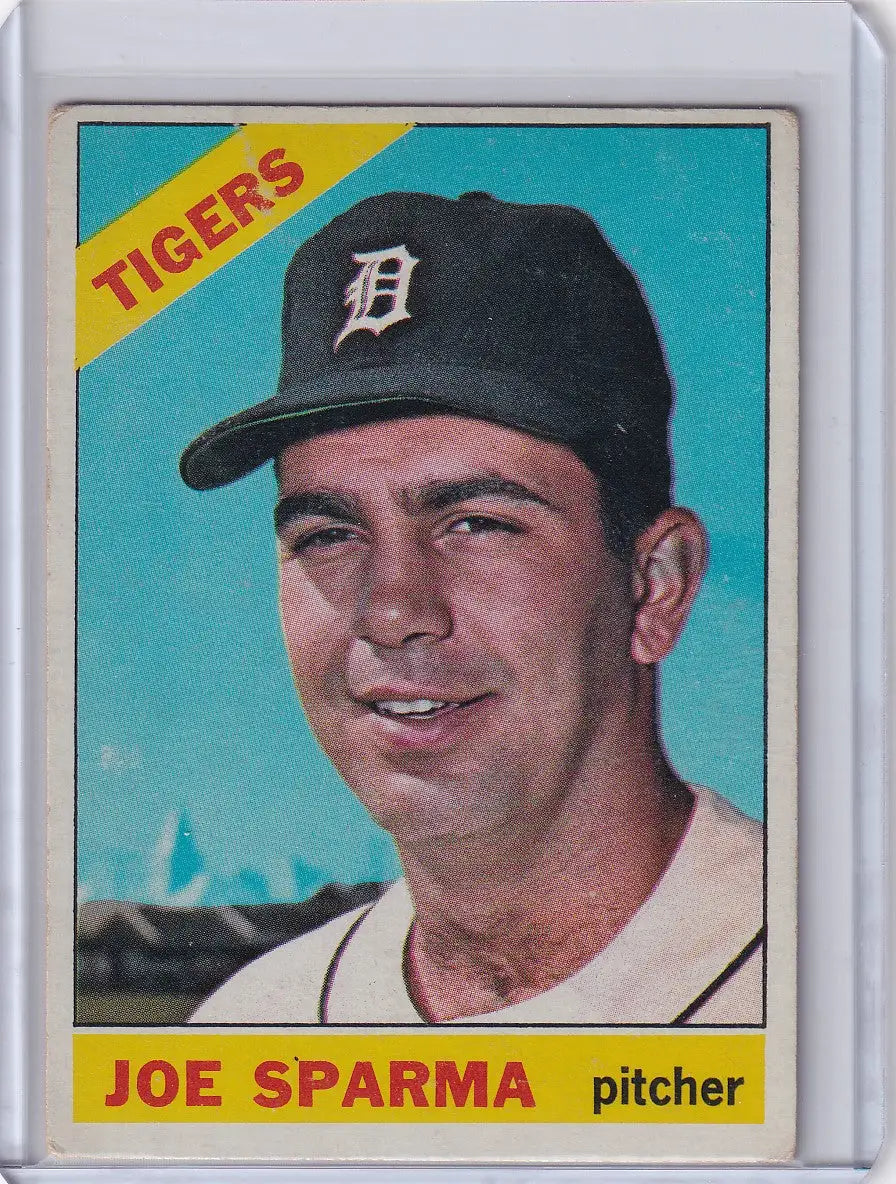 1966 Topps Baseball card of Joe Sparma, Detroit Tigers pitcher