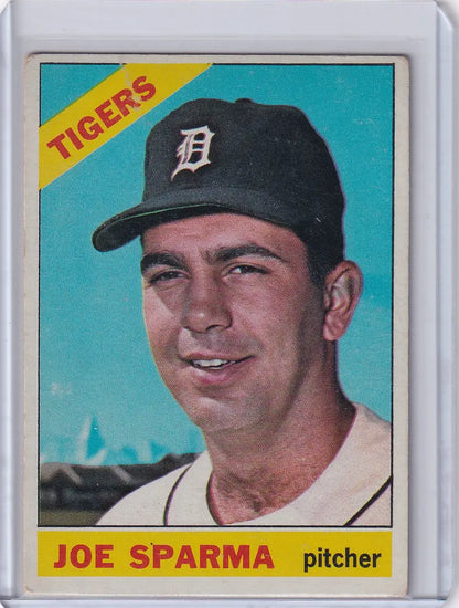 1966 Topps Baseball card of Joe Sparma, Detroit Tigers pitcher